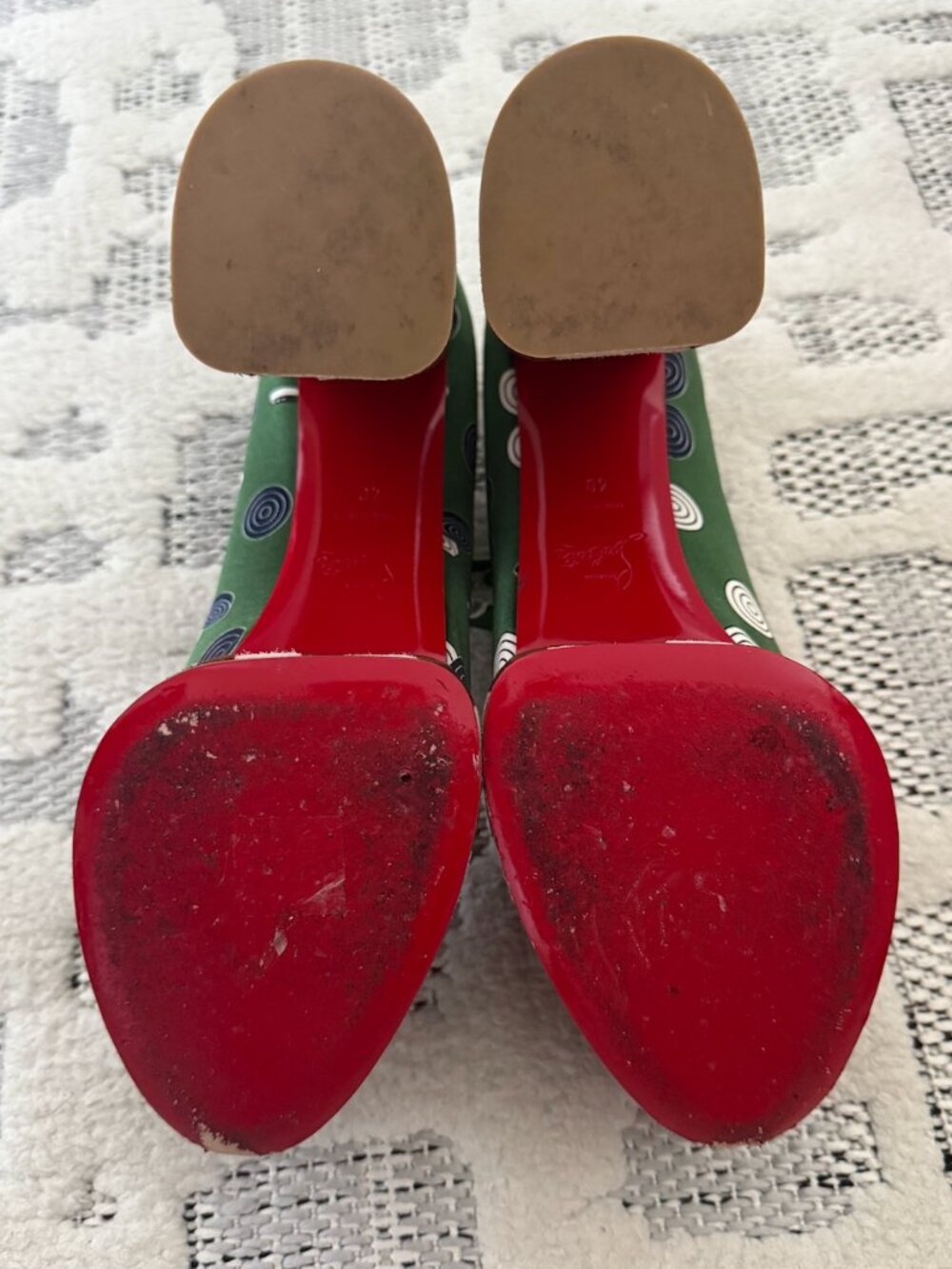 Christian Louboutin Size 40 Green Brown Silk Printed Yazefir Platform Pumps - Picture 4 of 5